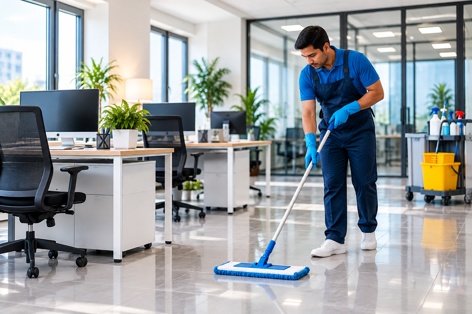 Wahayu cleaner cleaning a bright home interior